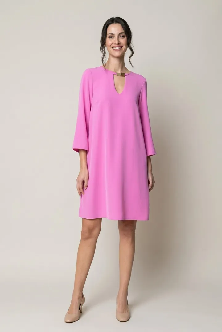 Abito con scollo a V e clip in metallo, Giulia Valli