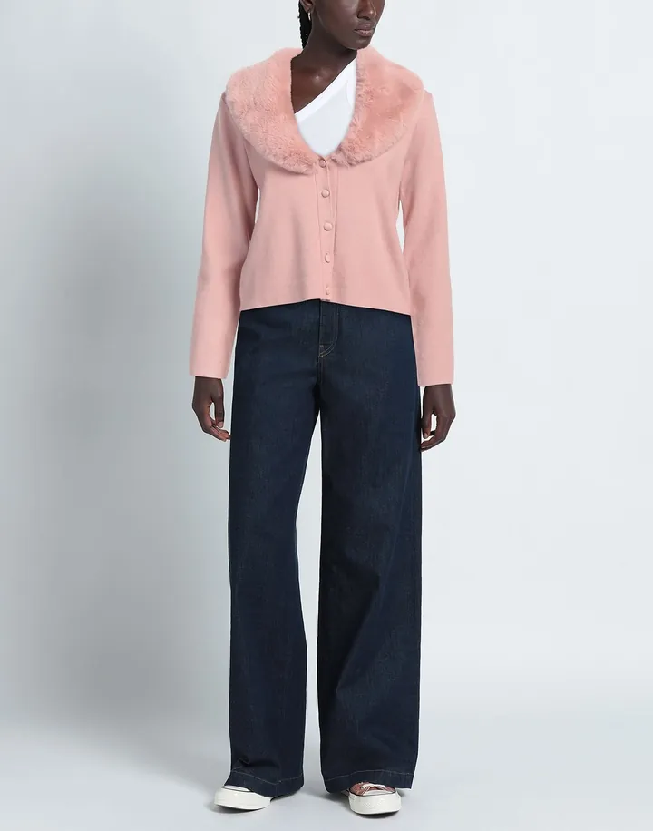 Cardigan con collo in pelo sintetico removibile, Giulia Valli