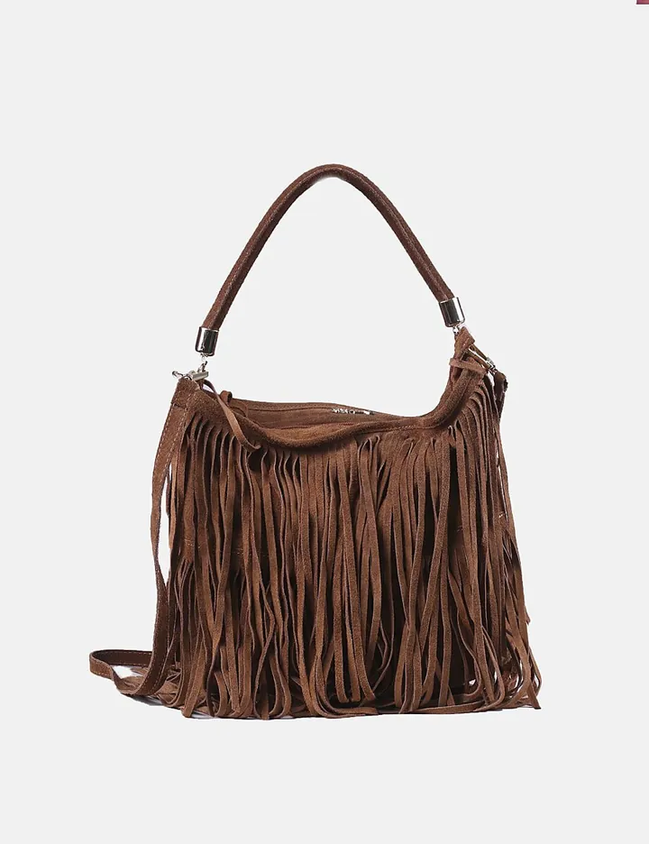 Borsa con frange in camoscio, Koralline