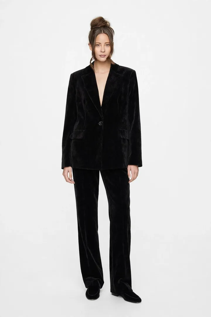 Tailleur effetto velluto con pantalone ampio, Giulia Valli