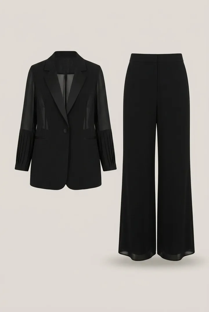 Tailleur con giacca monopetto e pantalone con spacchi, Giulia Valli: foto 2