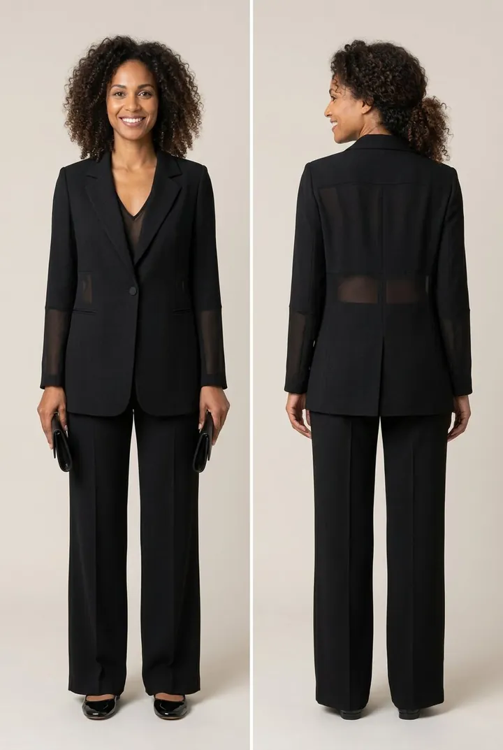 Tailleur con giacca monopetto e pantalone con spacchi, Giulia Valli: foto 3