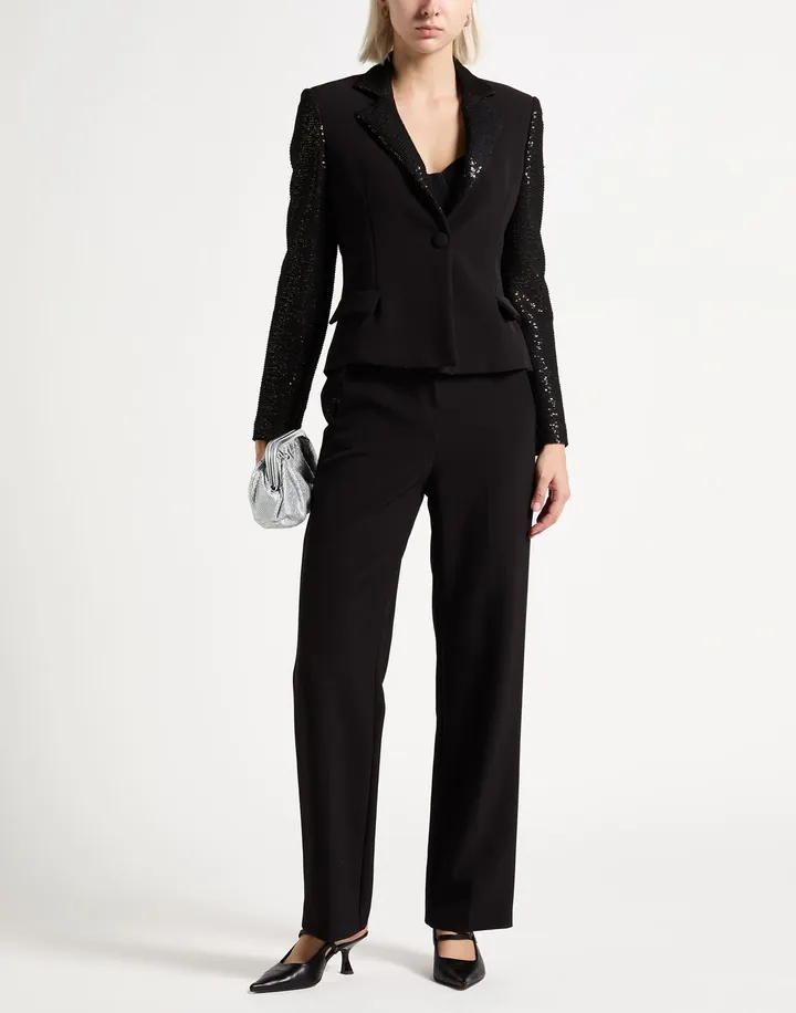 Tailleur pantalone in crêpe con tulle e paillettes, Giulia Valli