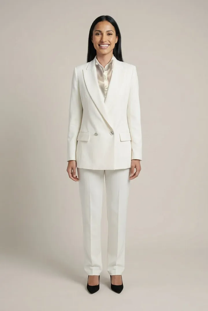 Tailleur con giacca semi-doppiopetto e pantalone dritto, Giulia Valli